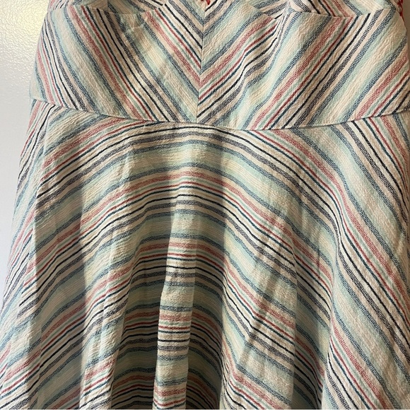 Anthropologie Paper Crane Size Large Mini A -Line Blue Striped Mini Dress - Picture 3 of 9